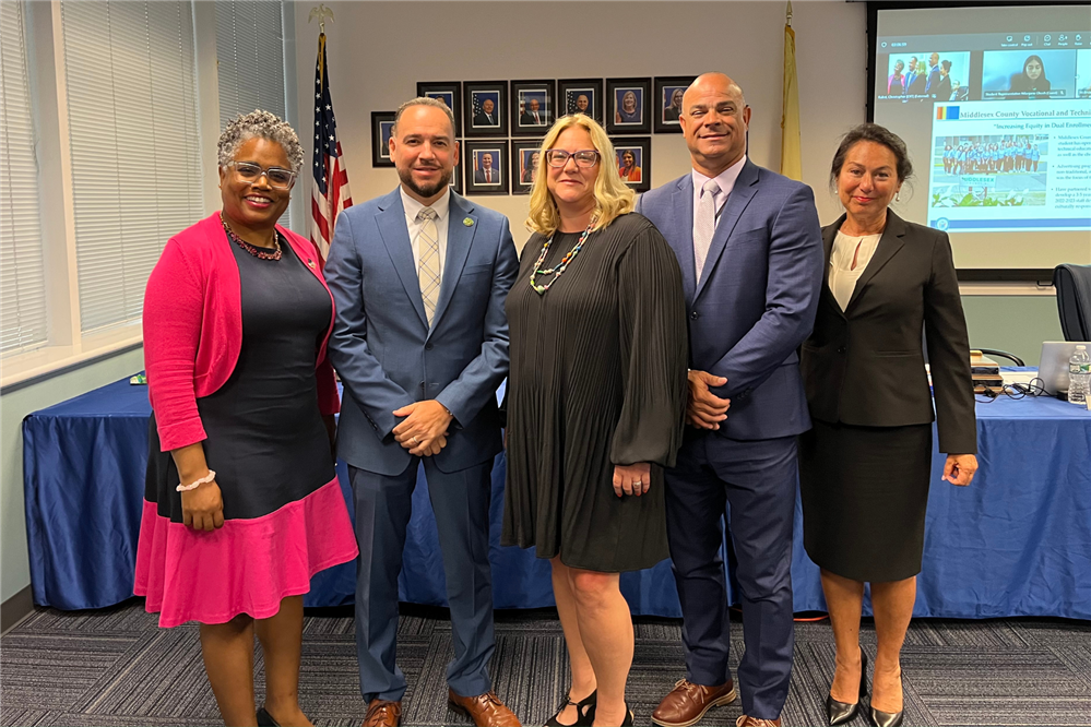 Middlesex County Magnet School administrators pictured with officials from the NJDOE